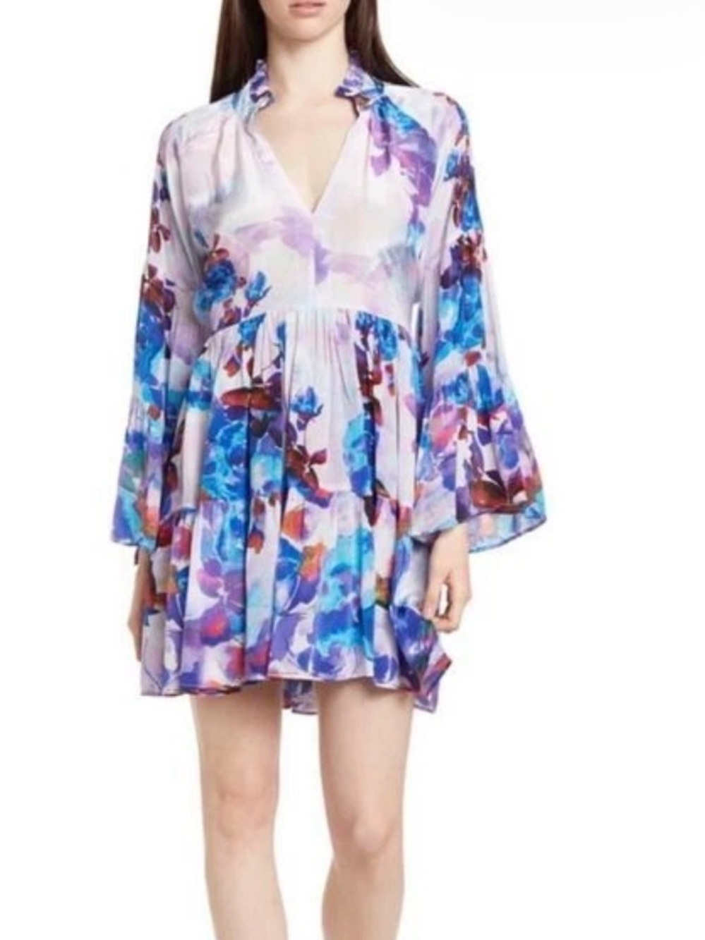 SHAHIDA PARIDES Floral Print Blouson Sleeve DRESS SIZE M